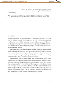 An Experiential Comparative Tool for Board Games