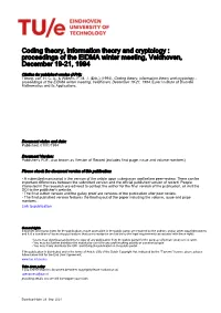 Coding Theory, Information Theory and Cryptology : Proceedings of the EIDMA Winter Meeting, Veldhoven, December 19-21, 1994