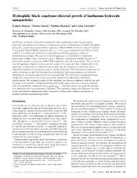 Hydrophilic Block Copolymer-Directed Growth of Lanthanum Hydroxide Nanoparticles