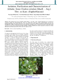 Isolation, Purification and Characterization of Arbutin from Cleidion Nitidum (Muell