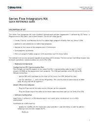 Series Five Integrators Kit QUICK REFERENCE GUIDE