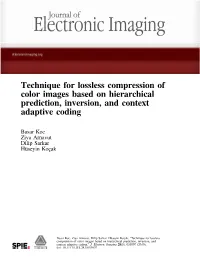 Technique for Lossless Compression of Color Images Based on Hierarchical Prediction, Inversion, and Context Adaptive Coding