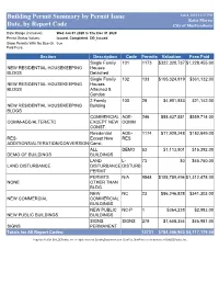 Building Permit Summary by Permit Issue Date, by Report Code