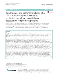 Development and External Validation of a Faecal Immunochemical Test
