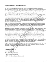 Experiment HP-19: Lexical Decision Task