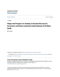 Plague and Progress: an Analysis of Giovanni Boccaccioâ•Žs