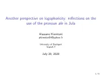 Reflections on the Use of the Pronoun Ale in Jula