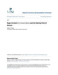Roger Scruton's &lt;Em&gt;On Human Nature&lt;/Em&gt; and the Starting Point of Science