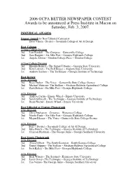 2006 GCPA BETTER NEWSPAPER CONTEST Awards to Be Announced at Press Institute in Macon on Saturday, Feb