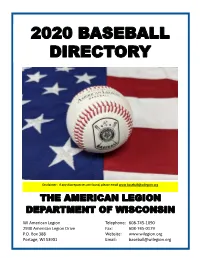 2020 Baseball Directory
