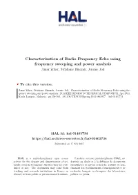 Characterization of Radio Frequency Echo Using Frequency Sweeping and Power Analysis Amar Zeher, Stéphane Binczak, Jerome Joli