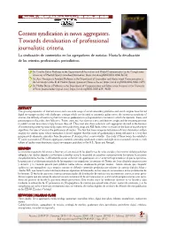 Content Syndication in News Aggregators. Towards Devaluation of Professional Journalistic Criterio