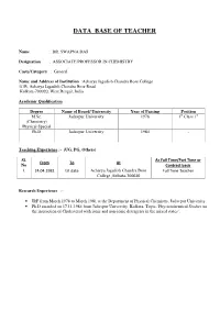 Data Base of Teacher