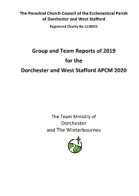 Group and Team Reports of 2019 for the Dorchester and West Stafford APCM 2020