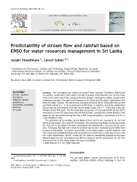 Predictability of Stream Flow and Rainfall Based on ENSO for Water