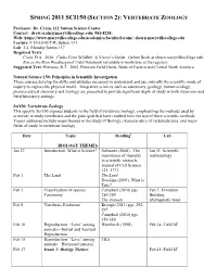 Spring 2011 Sci150 (Section 2): Vertebrate Zoology