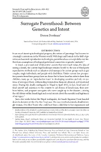 Surrogate Parenthood: Between Genetics and Intent Doron Dorfman∗