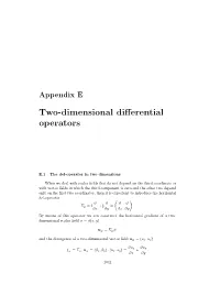 Two-Dimensional Differential Operators
