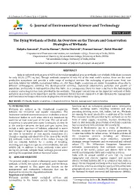 An Overview on the Threats and Conservation Strategies of Wetlands