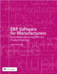 ERP Software for Manufacturers SIV.AG Searchmanufacturingerp.Com Product Directory 2010 EDITIOUN Nit 4Ag Cincom Systems, Inc