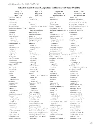 Index to Scientific Names of Amphibians and Reptiles for Volume 49 (2014)