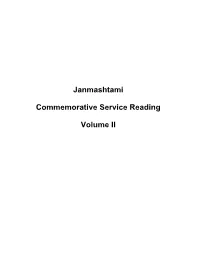 Janmashtami Commemorative Service Reading Volume II