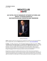 Jon Taffer, Star of Paramount Network's Hit Series, Bar Rescue, to Deliver