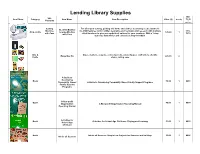 Lending Library Supplies Bar Sub Item Photo Category Item Name Item Description Value ($) Quantity Code Category If Applicable