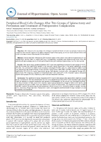 Peripheral Blood Cells Changes After Two Groups of Splenectomy And