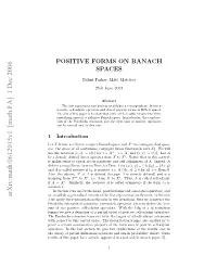 Positive Forms on Banach Spaces