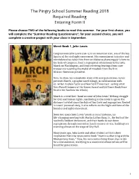 The Pingry School Summer Reading 2018 Required Reading Entering Form II