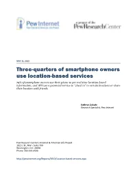 Three-Quarters of Smartphone Owners Use Location-Based Services