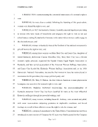 A RESOLUTION Commemorating the Centennial Anniversary of a Woman's Right to 2 Vote