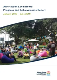 Albert-Eden Local Board Progress and Achievements Report