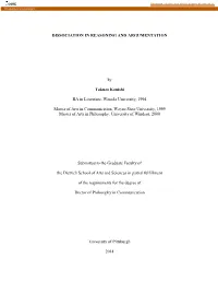 DISSOCIATION in REASONING and ARGUMENTATION by Takuzo