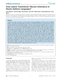 Does Lateral Transmission Obscure Inheritance in Hunter-Gatherer Languages?
