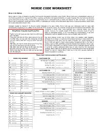 Morse Code Worksheet