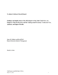 Technical Advisory Board Report Findings and Implications of the RSI Report to the Joint Task Force on Employee Misclassificatio