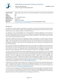 13-7 Call for Urgent Action Due to Primorsk Port Development Near
