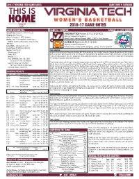 2016-17 Game Notes Game Information Game 30 - Clemson Conway, S.C