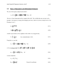 4.4 Rate of Absorption and Stimulated Emission