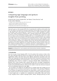 Comparing Sign Language and Gesture: Insights from Pointing