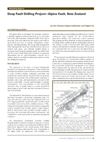 Deep Fault Drilling Project—Alpine Fault, New Zealand