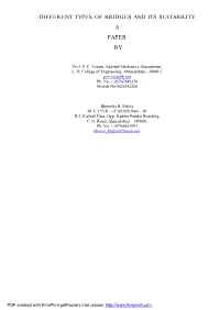 Different Types of Bridges and Its Suitability: a Paper By