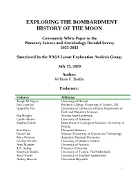 Exploring the Bombardment History of the Moon