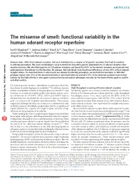 Functional Variability in the Human Odorant Receptor Repertoire