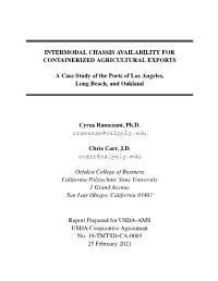 Intermodal Chassis Availability for Containerized Agricultural Exports