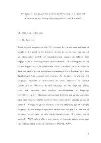 Language Use and Code-Switching in a Facebook Community by Young