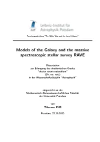 Models of the Galaxy and the Massive Spectroscopic Stellar Survey RAVE