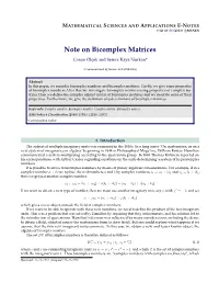 Note on Bicomplex Matrices